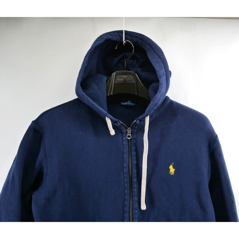 Polo Ralph Lauren Adult Large Waffle Thermal Pullover Hoodie Mens Dark Blue - Picture 2 of 9